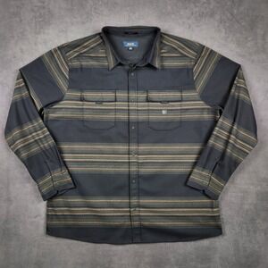 Roark Diablo Flannel Shirt Mens XXL Black Military Classic Fit Long Sleeve Snap